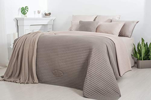 sei Design Luxus Tagesdecke Moderne Steppdecke Wohndecke Überwurf Sofadecke 220x240 220x260 (Royal - Taupe/Nude, 240 x 260 cm)