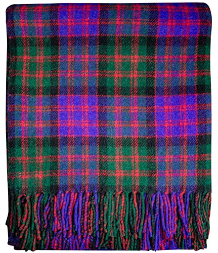 I LUV LTD Scottish Tartan Warm Wool Mix Throw Blanket MacDonald Clan Modern Knee Plaid Throws for Sofas Travel Wool Rug Throws and Blankets 182 cm x 152 cm