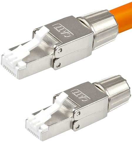 VESVITO 2x CAT 7 RJ45 Stecker 10 GBit/s Netzwerkstecker werkzeuglos PoE für CAT8 CAT7A CAT7 CAT6A Netzwerkkabel, Verlegekabel, Installationskabel, AWG 22-24, LAN Kabel Crimpstecker