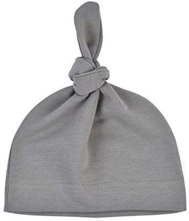Jueshanzj - Baumwollmütze mit Knoten für Neugeborene, Bohne, grau, Einheitsgröße