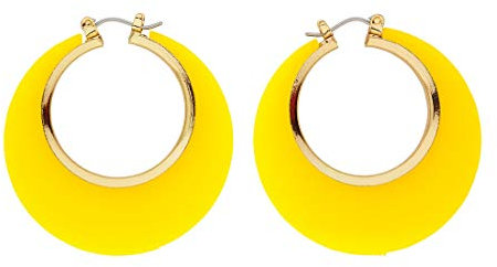 Amakando Eleganter Ohr-Schmuck im Retro-Look 70er / Gelb-Gold/Knallige Ohrringe im Disco Style/Bestens geeignet zu Fasching & Karneval