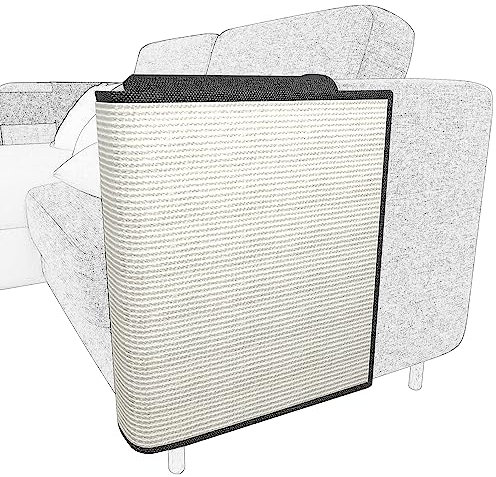 Italdos Alfombra Rascador para Gatos Afilador de Uñas de Sisal para Mascotas Protector para Esquina de Sofá o Sillón - 60x50cm para Lado Izquierdo