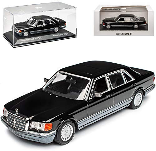 Mercedes-B 560 SEL S-Klasse Schwarz mit Grau W126 1979-1991 limitiert auf 500 Stück 1/43 Minichamps Modell Auto