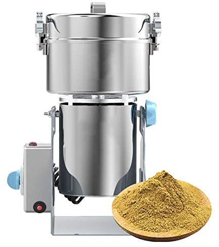Electric Grain Grinder, High Speed Cereal Coffee Mill Herb Spice Grinder Powder Machine Stainless Steel, Timing Superfine Grinding, Home/Commercial Large Capacity