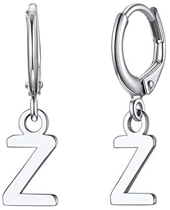 ChicSilver Silber Damen Ohrringe Frauen Buchstabe Z Ohrstecker Creolen Hoop Ohrringe für Weihnachten