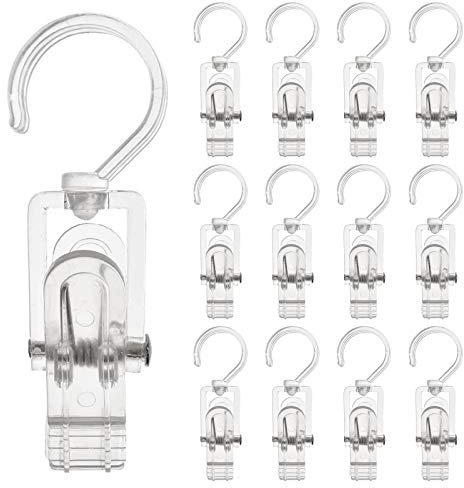 INCREWAY Ganchos de lavandería, 16 ganchos de plástico transparentes y duraderos de 11,5 cm, ganchos giratorios para colgar toallas, ropa, fotos