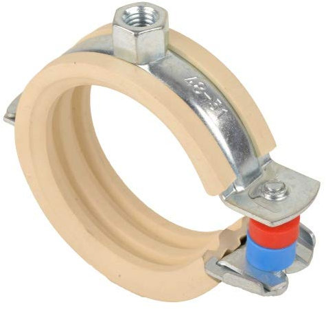 10 Stück - Gelenkrohrschellen weiße Einlage Kunststoffrohre Größe 37-41 mm x M8