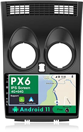 JOYX PX6 Android 11 Autoradio Passt für Nissan Qashqai J10 (2006-2015) - [4G+64G] - Rückfahrkamera KOSTENLOS - 2 Din IPS 9 Zoll - Unterstützen DAB Lenkradsteuerung 4G WiFi Bluetooth4.0 Carplay Google
