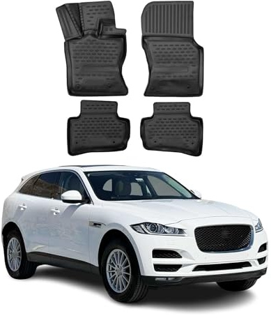 OMAC Fußmatten für Jaguar F-Pace 2016-2025 TPE 4X Schwarz | Gummimatten, Automatten, Allwetter, fahrzeugspezifisches Produkt, Antirutsch, 3D-Passform, wasserdicht