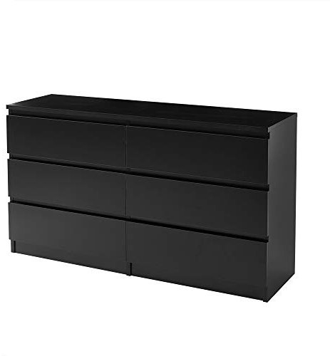 Panana Wooden 3/4/5/6 Chest Of Drawers with Metal Runner Modern Bedroom Bedside Storage Cabinet Unit for Hallway Living Room (Black, 6 Drawers)