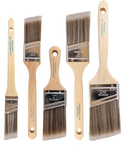 Vermeer Malerpinsel 5er Pack Winkelpinsel Lackbürste in verschiedenen Größen für alle Latex- und Ölfarben & Flecken - Heimwerker - Innen- & Außenbereich