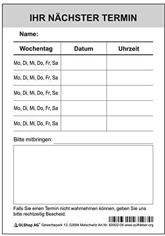 5 Block Terminzettel Praxis á 50 Blatt Kundentermin Arztpraxis Terminblock Ärzte Frisör Physio