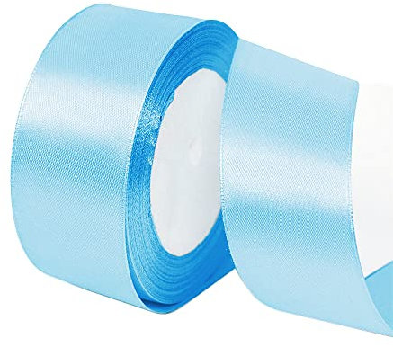 POPOYU Satinband Himmelblau 40mm, 23 Meters Dekoration Geschenkband Fein Schleifenband, Stoffband für Luftballons, Hochzeit, Taufe und Geburtstag Geschenke Der Valentinstag Verpackung von Geschenken