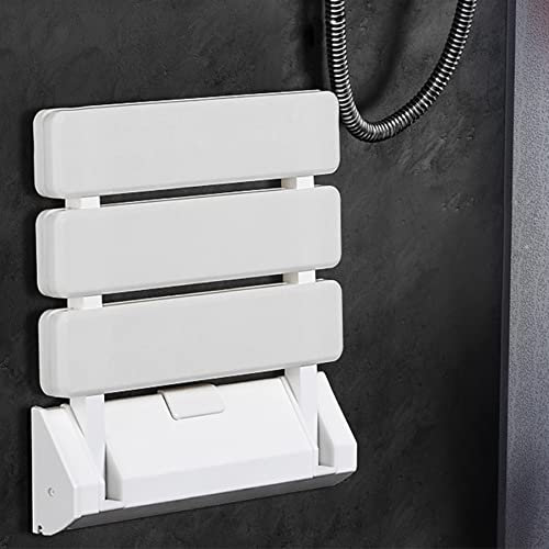 Banco de Ducha, Asiento de Ducha Plegable montado en la Pared para SPA en casa o Sala de Sauna para Personas Mayores para baño,33 * 32 * 5 cm (Blanco)