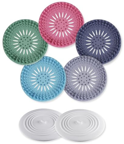 Hair Catcher & Bath Stopper Set - Shower Silicone Hair Stopper for Kitchen, Bathtub, Sink & Laundry - Bathtub Strainer - Drain Protector & Hair Catcher Set - Easy to Install