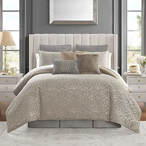 Waterford Comforter Set, Polyester, Silver, Queen