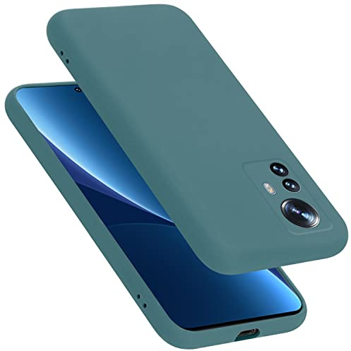 Cadorabo Hülle kompatibel mit Xiaomi 12 PRO Hülle Silikon Handyhülle für 12 PRO Case aus flüssigem Silikon- Kratzfeste und stoßfeste dünne TPU Schutzhülle - Liquid GRÜN