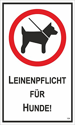 Leinenpflicht für Hunde! 150 x 250 mm Warn- Hinweis- und Verbotsschild PST-Kunststoff