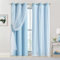 Bujasso Himmelblaue 90 % Verdunkelungsvorhänge mit durchscheinender Overlay, doppellagig, wärmeisoliert, Fensterpaneele, 241.3 cm, für Wohnzimmer, Schlafzimmer, Ösen oben, 94 cm Bx245 cm Lx2 cm