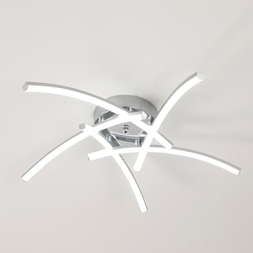 Toolight Deckenlampe LED 35W 3940LM, Deckenlampe Geschwungenes Design 50cm 6500K Kühles Weißes Licht, Deckenleuchte Wohnzimmer Moderne für Wohnzimmer Schlafzimmer Küche Korridor