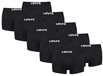 10er Pack Levis Men Solid Basic Trunk Boxershorts Unterhose Pant Unterwäsche, Farbe:Black, Bekleidungsgröße:S