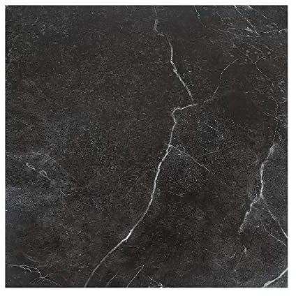 Ansobea PVC Bodenbelag Selbstklebend Vinylboden Quadratisch vinyl bodenbelag selbstklebend rutschfest, wasserfest, schwer entflammbar 5 m²/55 Fliesen, Schwarz Marmor