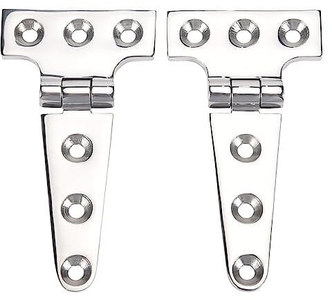 Nudiuhis 2 PCS Heavy Duty T Hinge 316 Stainless Steel Marine Grade Casting Hinge Door Hatch Hinge Boat
