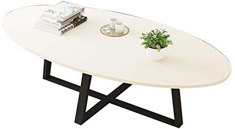 GArcan Table Basse Nordique en Bois Massif, Petit Appartement Ovale Canapé Table D'appoint Maison Salon Chambre Balcon Table De Négociation, Longueur 39,4, Blanc