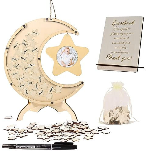 Gästebuch Alternative Geburtstag, Gästebuch Babyparty Holz Babyparty Gästebuch Baby Shower Gästebuch Fingerabdruck Gästebuch Holz Geburtstag, mit Fotorahmen für Hochzeit Baby Shower Geburtstag (Holz)