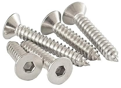 SYDARSYN Viti Autofilettanti a Testa Svasata con Esagonale Incassato, Viti a Brugola a Testa Piatta in Acciaio Inossidabile 304 Viti per Legno M5x12mm (30 pz)