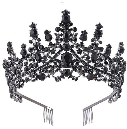 Hochzeit Braut Kristall Tiara Strasssteine Mädchen Haar Krone Prinzessin Stirnband Krone Haarschmuck für Hochzeit Verlobung Geburtstag Party Schönheitswettbewerb Bühnenauftritte,Schwarz C
