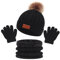 SKHAOVS 3 Stück Schwarz Warmes Winter Set für Kinder Mütze Schal Handschuhe Sets Winter Halswärmer Kinder Bommelmütze 3 in1 Fleece Wärme für Jungen Mädchen 1-5 Jahre