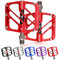 BUCKLOS Mountainbike-Pedale, flach, 3 Kugellager, CNC-Mountainbike-Pedale für Erwachsene, Fahrradplattform, Aluminiumlegierung, rutschfestes Pedal für Gravel-Bike/BMX, 9/16 Zoll (rot)