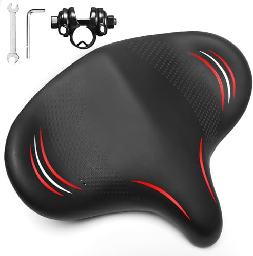 BUCKLOS Extra bred komfort-cykelsittkudde för män och kvinnor – stor mjuk skumvadderade säten för motion/peloton/e-cykel/stående hjul/spindelcykel