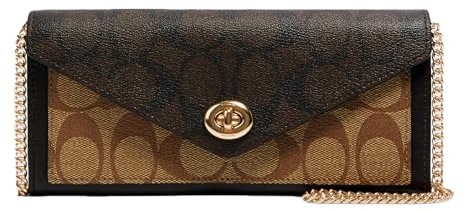COACH - Brieftaschen mit Kette, IM/Khaki, Kaffeebraun, Mehrfarbig, Im/Khaki Brown Multi, Im/Khaki Brown Multi
