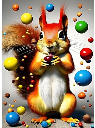 EOBROMD 5D Diamant Painting Bilder Erwachsene Tiere, Diamond Painting Eichhörnchen, DIY Diamant Malerei Set für Wanddekoration 30x40cm