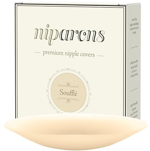 Niparons Premium Nipple Covers - Invisible, Reusable Adhesive Silicone Pasties (Soufflé, 10cm)
