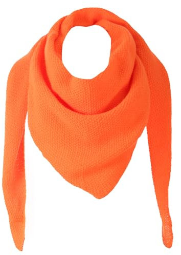 stylx Damen XXL Strick Dreieck Schal mit Reiskorn Strickmuster in Unifarben, Schal, Leichtes Tuch (neon orange)