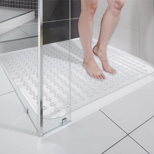 Duschmatte rutschfest 80x80 cm: Antirutschmatte für Dusche mit Saugnäpfen und Drain Löcher - BPA-frei Duscheinlage rutschfest - schimmelresistent & maschinenwaschbar