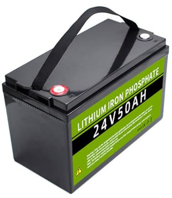 SSCYHT Batería LiFePO4 24V 200Ah 50Ah batería Litio 5,12kWh/1,2kWh batería ciclos Profundos BMS 4000+ incorporada para Sistemas solares vehículos recreativos Aplicaciones Fuera de Red,24v50ah