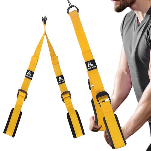 LARA STAR Corda per tricipiti Regolabile, Resistente, per Palestra, Braccio Extra Lungo da 30,5 a 63,5 cm, per Attrezzatura da casa/Palestra… (Giallo)