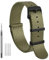 WOCCI 22mm Militär Nylon Uhrenarmband, Einteiliges Nylon Armband für Damen und Herren, Schwarze Schnalle (Armeegrün)