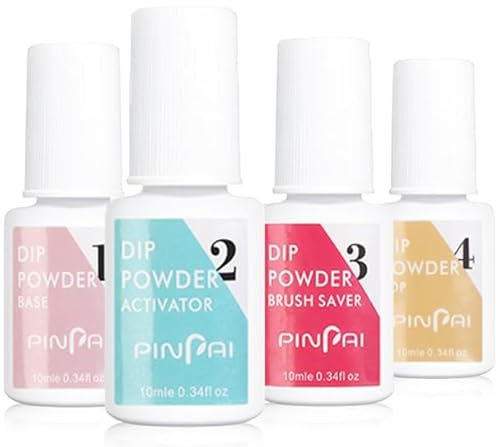 Jelly Nude Acrylic Dipping Powder System Essentials KitLiquid Glue Set Steps 1-4 Base Coat Activator Top Brush Saver Long Lasting and No Nail Lamp Needed for French Nails