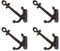 vonlu 4 Stück, Wandhaken aus Gusseisen, Anker, Maritime Deko, Garderobenhaken Antik, Vintage, Kleiderhaken, Haken schwarz, coat hooks, einzeln oder im Set, für Flur, Eingangsbereich, Rost Optik (4)
