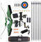 60 Schwarzer Jäger Original Recurve Bogen Set Amerikanischer Jagd-Langbogen Bogenschießen Holzbogen 20-60lbs Rechts/Linkshänder für Bogenschießen Jagd Schießen Praxis (Linke Hand Set grün, 20Ibs)