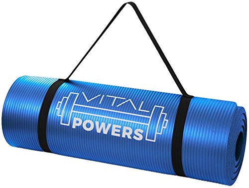 Yogamatte rutschfest Pilates Fitness Trainingsmatte mit Tragegurt | Premium Sportmatte & Gymnastikmatte | extra dick 1,5 cm | 180 x 60 cm | Blau