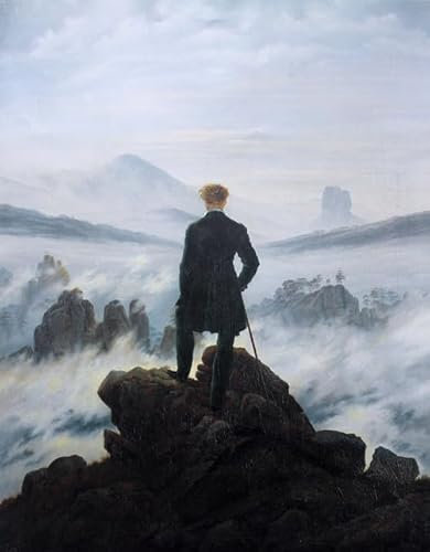 DTAUPREB Caspar David Friedrich Der Wanderer über dem Nebelmeer DIY Malen nach Zahlen Kits Ölgemälde Kunst Geschenk