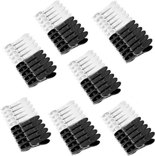 60 Pinces à vêtements en Plastique, Pinces à Linge en Plastique, Pinces à Linge en Plastique antirouille antidérapant, Heavy Duty Pince a Linge avec des Ressorts durables (Noir et Blanc)
