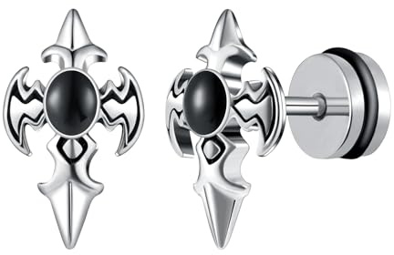 Yumilok Herren Ohrstecker Kreuz Ohrringe Edelstahl Herren Schwert Kreuz Ohrstecker für Damen Herren Helix Piercings Ohrknorpel Huggie