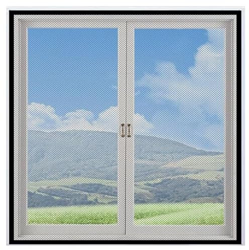 Premium Moskitonetz Türvorhang mit Kratzstreifen - verhindert das Eindringen von Tieren - ideal für Fenster und Balkon - 2024 weiße Version - Größe 95 x 115 cm
